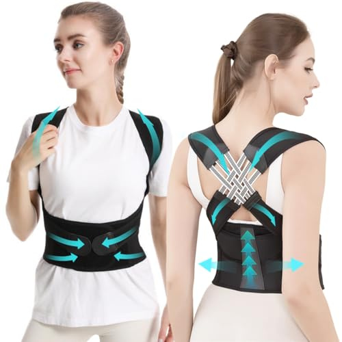 GGUFAY Correttore Postura, Fascia Posturale Spalle e Schiena Traspirante, Postura Schiena Uomo Donna, Regolabile Cintura di Correzione Della Postura, Schiena Dritta, Tutore Posturale (XL)