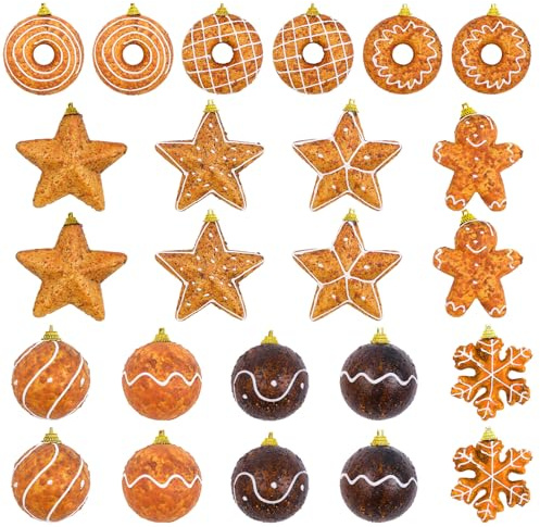 Rumonzs 24Stück Bemalte Lebkuchen Figuren Lebkuchenmann Puppenanhänger für Lebkuchen Weihnachtsdekoration für Den Weihnachtsbaum Wandhängung und Geschenke