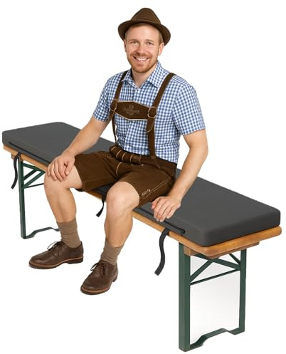 Garden Outdoor Bench Cushion 220×25×3 cm – Window Seat Cushion for Beer Tent Set, Beer Bench | Weatherproof & Water-Repellent | Seat Pad with Ties | Washable | Bench Cushion Color: Graphite [133]