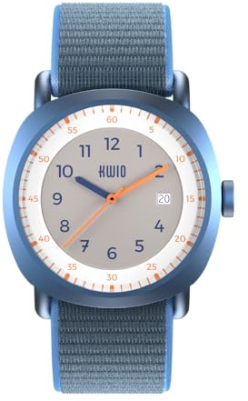 KWIO - Takk Whale Kinderuhr I Analoge Armbanduhr für Jungen & Mädchen 32mm I Quarz-Uhrwerk & Edelstahlgehäuse I Leicht zu wechselndes Klettarmband I Wasserdicht bis 5 ATM