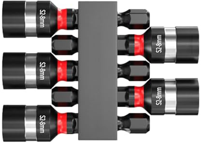 Juego de destornilladores con tuercas magnéticas – Set de enchufes para destornilladores, juego de 5 enchufes llave para reparación de instalación eléctrica, montaje mecánico, taller de bricolaje