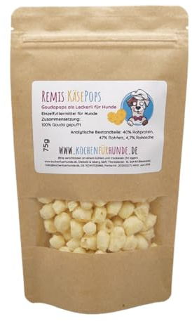 Remis Käsepops für Hunde, 100% Gouda, Knusprige Leckerlis, 100% Gepuffter Käse, besonderer Belohnungssnack, die beliebten Käsepops von Kochen für Hunde, 75g