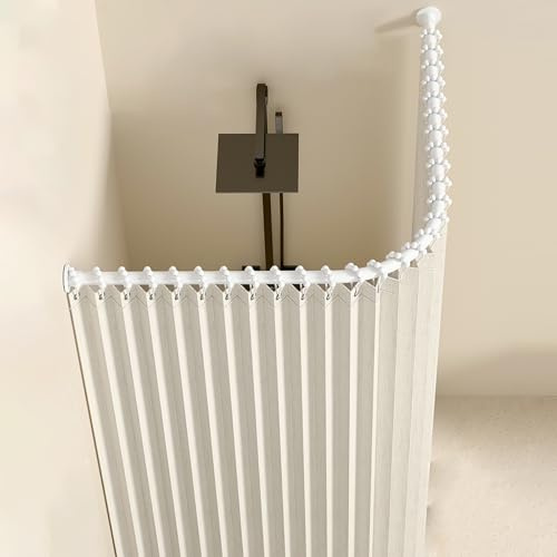 Asta Per Tenda Doccia L Forma Senza Forare, 70x70cm Bastone Tenda Vasca Da Bagno In Acciaio Inox, Bastone Supporto Tenda Doccia Angolare Curvo, Per Spogliatoio E Bagno, Bianco