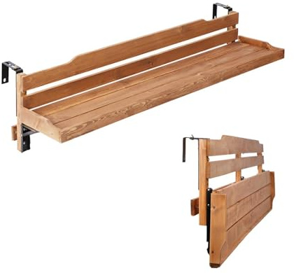 Mesa plegable para barandilla de balcón, mesa de barandilla para exteriores, para patios, patios y terrazas. Escritorio colgante versátil compatible con varias barandillas (120 x 30 x 30 cm)