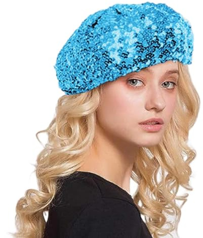 Baskenmütze Damen Pailletten Hut Faschingsmütze Disco Hut Kappe Paillettenmütze mit Glitzer Paillettenbesetzte Barett Trend Maler Mützen Winter Beanie Mütze Karneval Party Club Festival Outfit