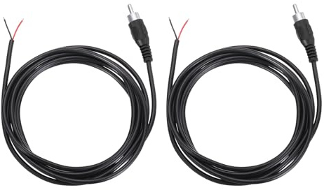 sourcing map 6.6FT RCA to Bare Wire Speaker Cable, 22AWG Replacement Black RCA Male Plug to Open End Pigtail Audio Cable Connector Adapter for Amplifier, Home Audio Speakers, Pack of 2