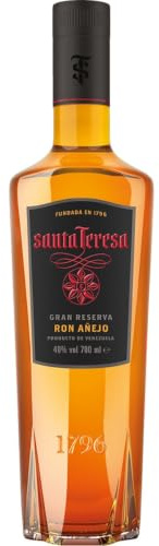 Santa Teresa Ron Añejo Gran Reserva 700 ml – Ron Venezolano Añejo 40% Vol, Dorado Ámbar con Notas Frutales y Madera, Ideal para Cócteles y Disfrute Neat