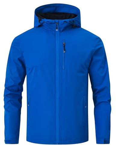 Huayuzh Mens Waterproof Jacket Men's Outdoor Jackets Lightweight Rain Coat Packable Windproof Softshell Hiking Camping Blue S