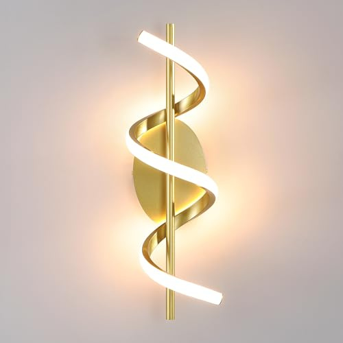 MELAYR LED Wandlampe Innen 14W 1400LM Warmweiß Gold | Wandleuchte Modern 3000K, Wandbeleuchtung für Schlafzimmer Wohnzimmer Korridor Treppen