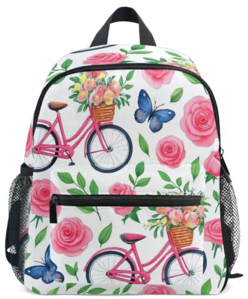 Cykelkorgar blommor småbarn ryggsäck för flickor pojkar barn ryggsäckar, Cyklar korgar blommor, Medium, Coola ryggsäckar för fotboll