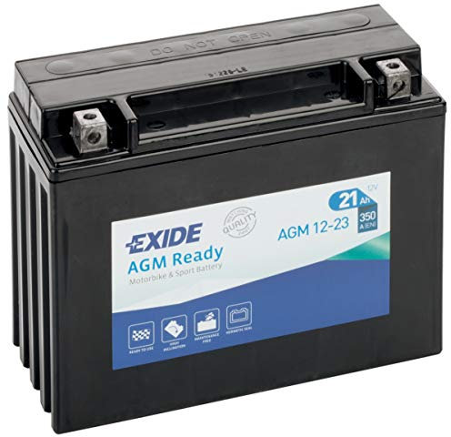 Exide AGM12-23 Bike AGM Closed 12 V 21 Ah 350 A, Black, 30 x 20 x 20 centimetres