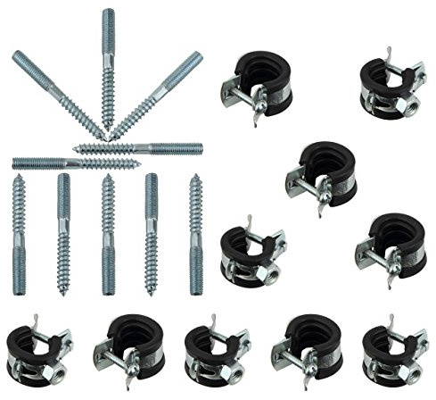 Rohrschellen Set 12-14 mm 1/4 mit Stockschrauben M8 x 50 TX 25 10 Stück