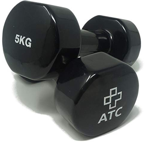 ATC Handels GmbH Hanteln aus Vinyl 1 Paar Kurzhanteln, Kurzhantelset, Krafttraining, kleine Hanteln für Gymnastik, Rehasport, Fitness und Aerobic, 5,0 kg