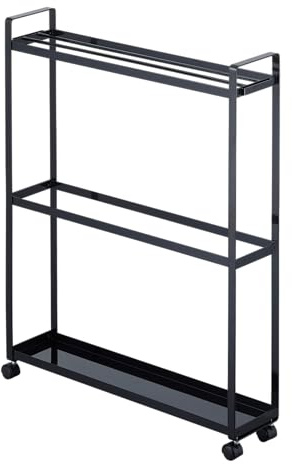 YAMAZAKI Home 4293 Handtuchhalter und Badewagen, rollender Badezimmer-Organizer, Einheitsgröße, Schwarz