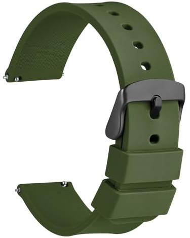 WOCCI Silikon Kautschuk Uhrenarmband mit Schwarzer Schnalle, Schnellverschluss Uhrenarmbänder, Ersatzarmband 14mm 16mm 19mm 18mm 20mm 21mm 22mm 24mm