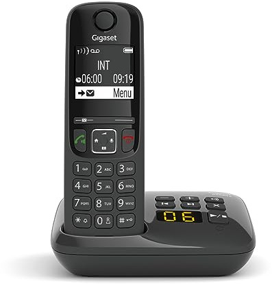 Gigaset AS690A - Telefono Portatile con Segreteria - Grande Display grafico Illuminato - Ottima Qualità audio - Vivavoce, Nero [Versione Italiana]