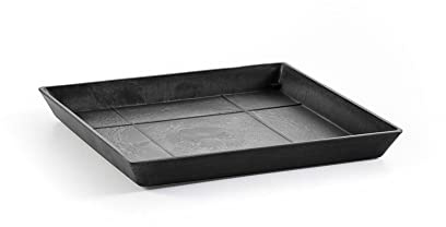Ecopots Ashortwalk Soucoupe carrée en Plastique recyclé (Longueur et Largeur 35,5 cm x Hauteur 3,5 cm) (Noir)
