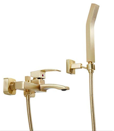 Badewannenarmatur Wand Mischbatterie Badewanne Messing Badewanne Dusche Heiß Und Kalt Wasserhahn Wandbadewanne Wasserhahn (Gold)