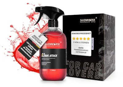 sudworx 03 Bug Attack Insektenentferner Auto – Flüssig – Lackschonend & hochwirksam – Eiweißlöser für Fliegen & Mücken – Vorwäsche Autopflege – in Deutschland abgefüllt – 500ml