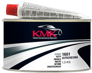 Stucco vetroresina con indurente 1,5 KG KMK | Rinforzato con fibre di vetro | Professionale per carrozzeria