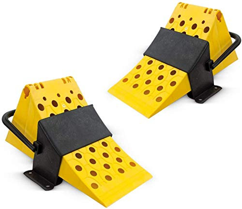 MGF 2 x LKW Gleitschutz Hemmschuh Unterlegkeil Bremskeile 6500Kg Anhänger Wohnwagen Auflieger Gelb PKW