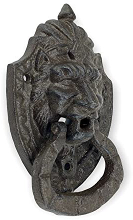 Türklopfer aus Gusseisen Löwe, Türbeschlag im Landhausstil, Klopfer aus Eisen 17 x 10 x 4 cm