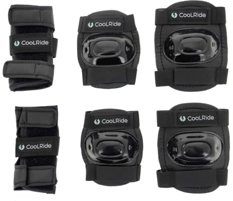 Cool Ride - Ensemble Protections Adulte Taille L - Genouillères, Coudières, Protège-Poignets - Réglables et Confortables - Trottinette, Roller, Skateboard