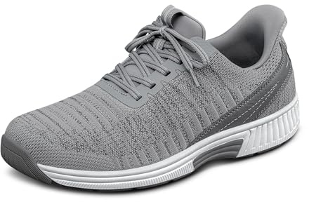 Orthofeet Men's Orthopedic Yari Hands-Free Water-Repellent Slip-Resistant Sneaker, Grey, Size 11 Wide
