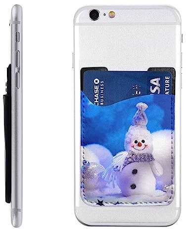 EVANEM Frohe Weihnachten Schneemann Gedruckt Telefon Kartenhalter Sichere Kreditkartenhalter Id Card Pouch Case Leder Telefon Brieftasche Kartenhalter Für Alle Smartphones, Weiß, Einheitsgröße, weiß,