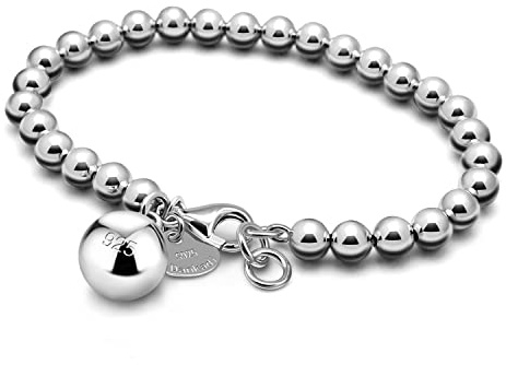 Dankadi Bracciale di perle da donna in argento 925 largo 4 mm, 6 mm, senza e con ciondolo a cuore, lungo 13 – 21 cm, oro rosa, regalo per festa della mamma uomo
