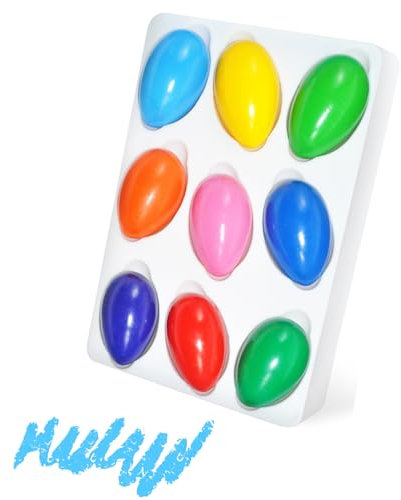 9-Color Egg Shaped Crayons,Plam Grip Washable Paint Crayons for Kids,Children