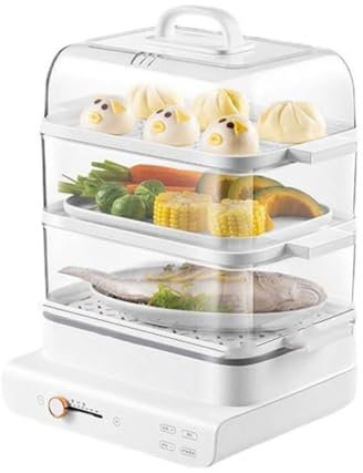 Vaporiera Elettrica, Vaporiera Elettrica Trasparente a Tre Strati di Grande capacità Multifunzionale per Cottura a Vapore di Verdure, Combinazione Libera a Tre Strati da 18 Litri