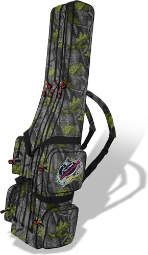 normani Rutentasche Angelrutentasche Rutenfutteral Aufbewahrungstasche 125 cm / 150 cm / 160 cm / 170 cm / 190 cm - Wasserabweisende Angeltasche Angelrucksack Fog-Autumn-Camo 3 Innenfächer 150 cm
