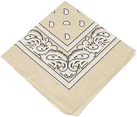 AAMERA Paisley Print Bandana Scarf Headband, Pack of 1, Beige, 55 cm x 55 cm