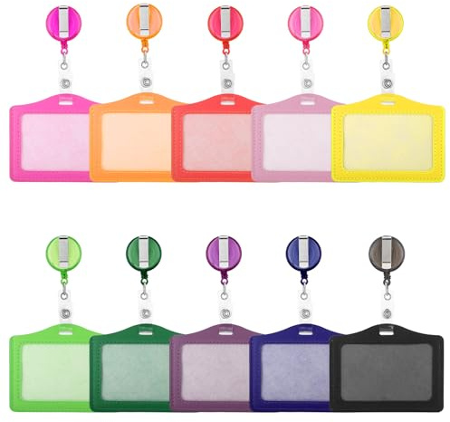 10 Stück Pu Ausweishalter Ausziehbar Card Sleeves 10.3×8 Cm Busfahrkarten Hülle Personenausweis Hülle Ausweisjojo Ausweishülle Leder Ausweishüllen mit Band für Büro