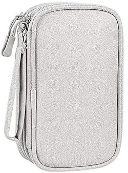 PAPOEEA Kabeltasche Elektronische Tasche Organizer Universal Kabelorganizer Tasche, Reisekabel Organizer Doppelschicht Reise Elektronik Zubehör Tasche für USB Ladekabel Powerbank Grau