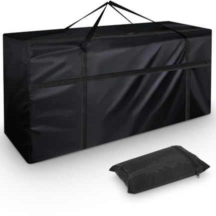 Nuxory Aufbewahrungstasche Schutzhülle Gartenauflagen Aufbewahrungstasche | Wasserdicht 210D Oxford Gewebe UV-Beständiges Schwerlast Reißfest (Schwarz, 130 x 32 x 55 cm)