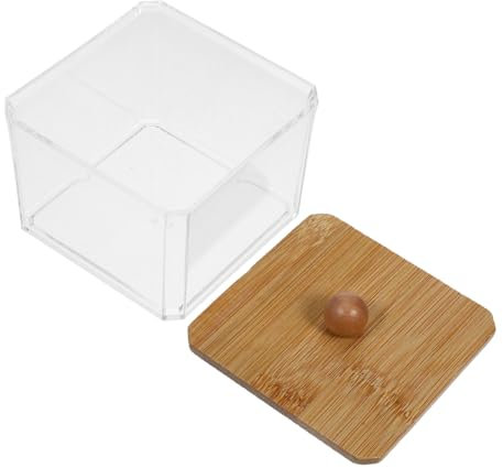 Cabilock Organizzatore Per Il Trucco in Legno Liscio E Robusto Porta Dischetti Cosmetici Organizer Da Scrivania Per Dischetti Di Cotone