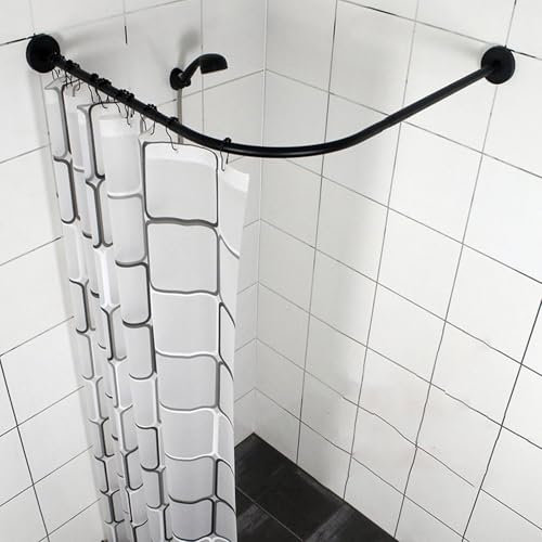 TapferBahn Verstellbare L-förmige Ecke Duschstange,Einstellbare Dusche Stange Badewanne Schiene,Edelstahl Gebogene Duschstange,Viertelkreis Duschvorhangstange,für Badezimmer Badewanne Umkleidekabine