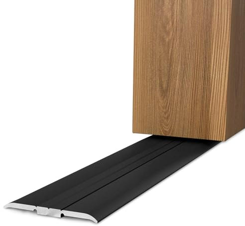 ALUMAT Profilo di transizione di alta qualità senza viti, listello autoadesivo, listello di transizione, listello per pavimenti (nero)