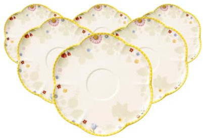 Villeroy & Boch Spring Awakening Juego de 6 platillos para café o té, vajilla, decoración de Pascua, decoración de Pascua, porcelana premium