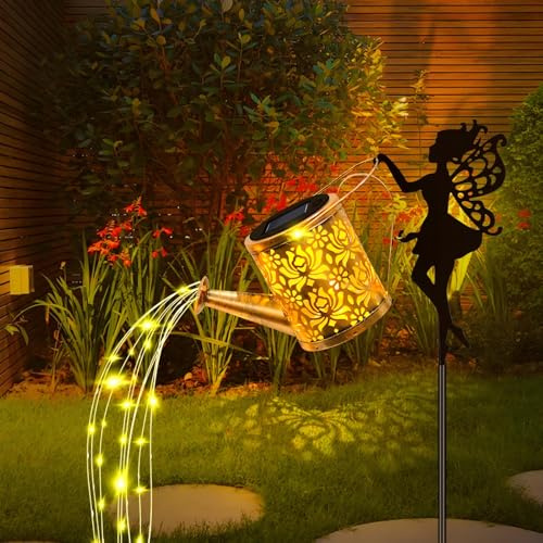 Nexoria Solar Giesskanne für Außen, Solarlampen für Außen Garten LED Solar Giesskanne mit Lichterkette Gartenleuchten So larstecker Gartenleuchten für Rasen Balkon (C)