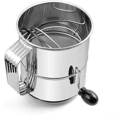 Para colador de harina manual con anillo mezclador giratorio para hornear y cocinar fácilmente