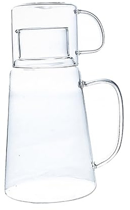 Glass Water Jug 1200ml with Cup, Glass, Easy Pouring | Smooth Pouring, No Leakage, 150c Thermal Shock, 400c Heat Resistance, Jug with Cup for Home Serving