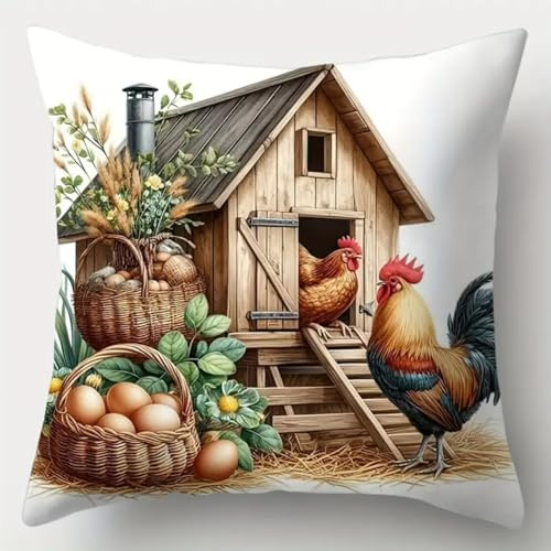 ANSIWEIGO Juego de cojines de nudos, 43 x 43 cm, para niños y adultos, incluye ganchos, hilo, plantilla de cojín, cojín para principiantes, para manualidades, granja