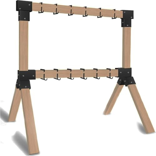 GADFISH 2x4 Steel Target Stand Brackets, Modular Shooting Target Hanger, Shooting Target Holders, Heavy Duty Y & T Brackets with 12 Hanger Hooks for DIY Shooting Outdoor Range (Dark)