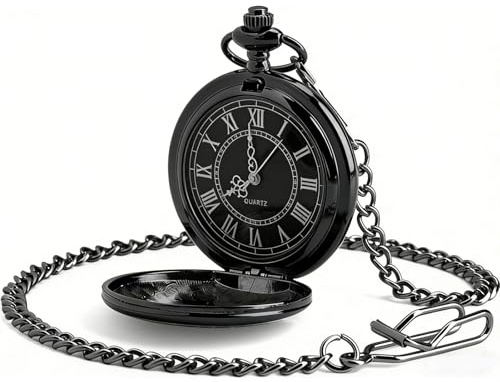 Ziyonix Montre de Poche à Quartz avec Chaîne, Montre à Gousset Homme, Montre Gousset Ancienne à Chiffres Romains Classiques pour Homme, Femme, Papa Fête d’Anniversaire