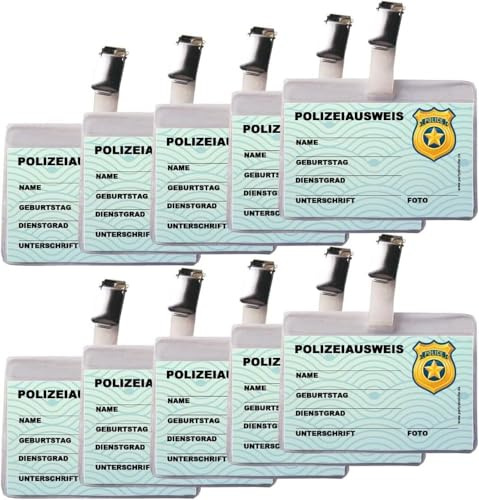 Polis – ID med fodral och klämma för barn rollspel – barns födelsedag och temafest, 10 stycken
