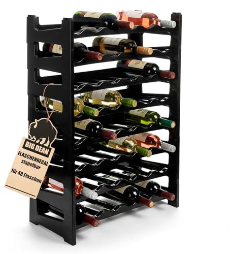 BigDean Flaschenregal stapelbar für 48 Flaschen Weinregal aus Kunststoff