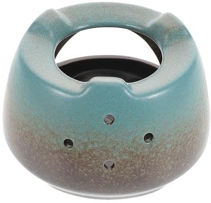 Veemoon Ceramic Tea Warmer Base with Teapot Cozy Round Green Glaze for Home Use Tea Light Heater and Coffee Heat Retention Plate